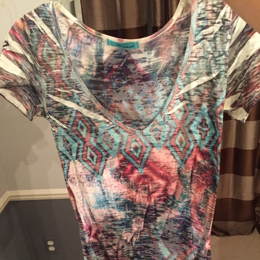 Multicolored V-Neck Top